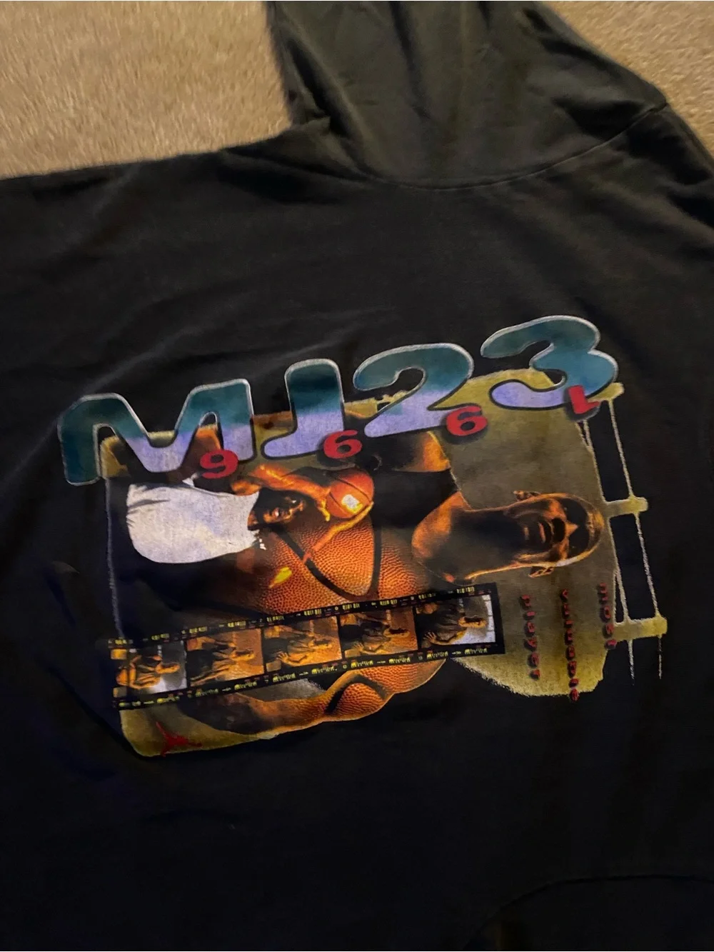 Jordan Black Short-Sleeve Tee with Multicolor MJ Graphic